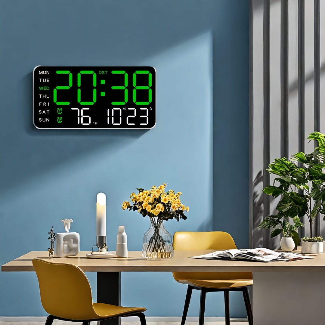 Electronic Wall Clock Multi-functional Digital LED Clocks Date Calendar ...