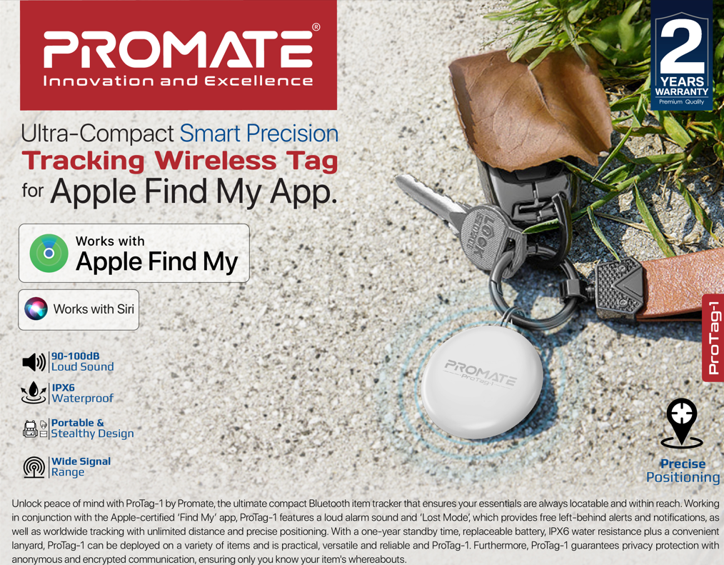 Promate ProTag-1 Ultra-compact Smart Precision Tracking Wireless Tag ...