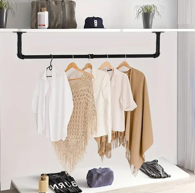 Metal Wall Mounted Clothes Rack Detachable Multi-Purpose Hanging ...