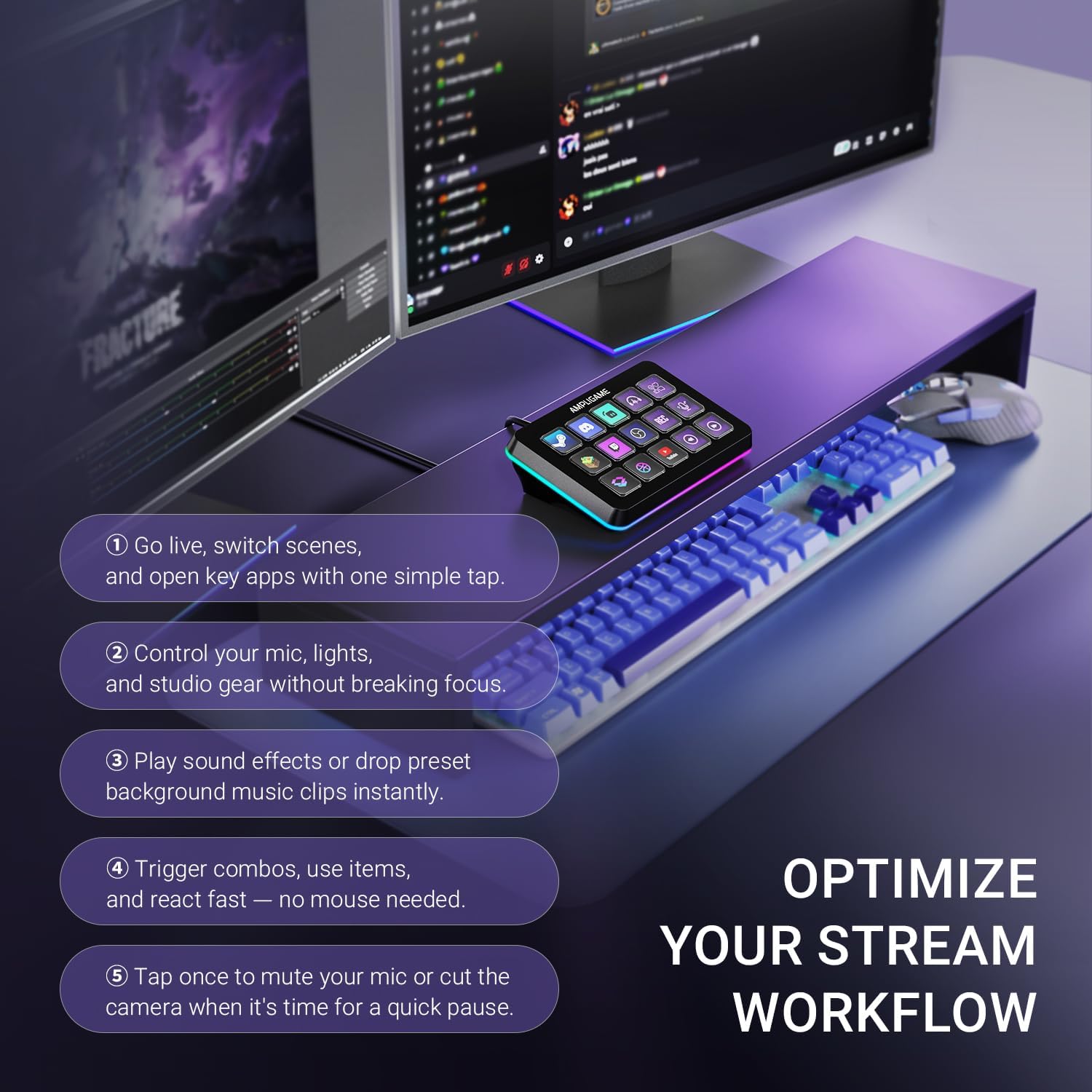 Fifine AmpliGame D6 Stream Controller with 15 Macro Keys, Streaming ...