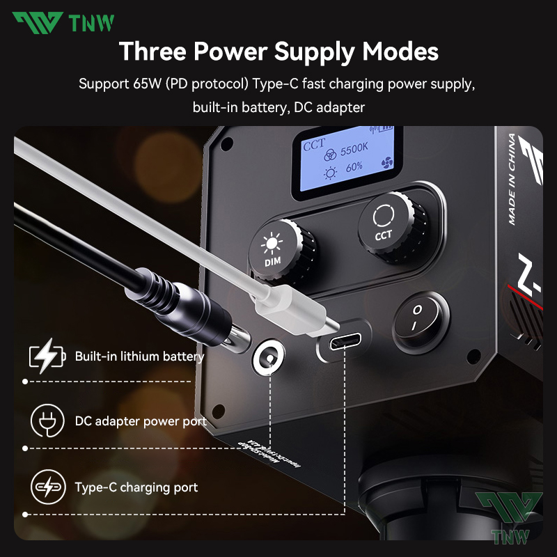 TNW Z60 LED Video Light 60W Handle Photography Light 2800K-6500K ...