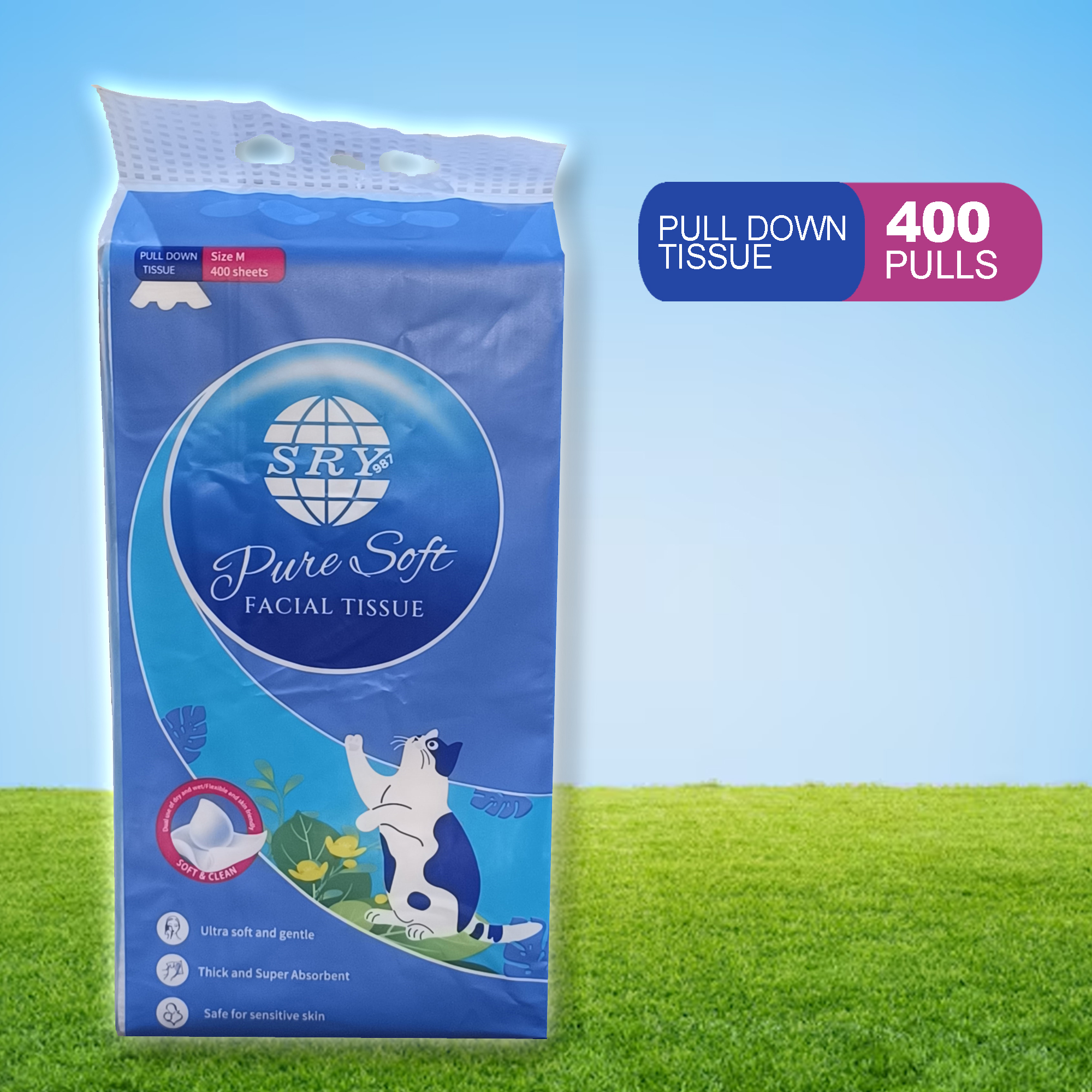 SRY 400 Sheets Pure Soft Pull Down Tissue (SRY-010) | Shopee Philippines