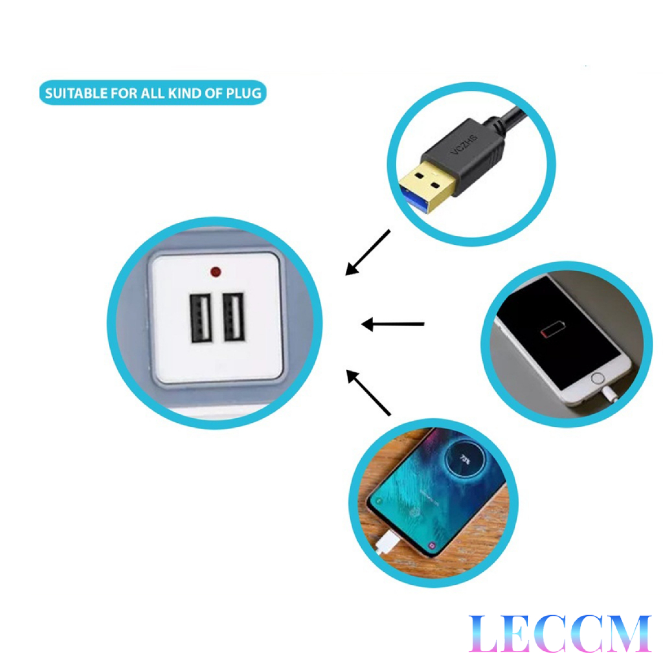 COD Extension outlet with switch usb cable power supply with socket ...