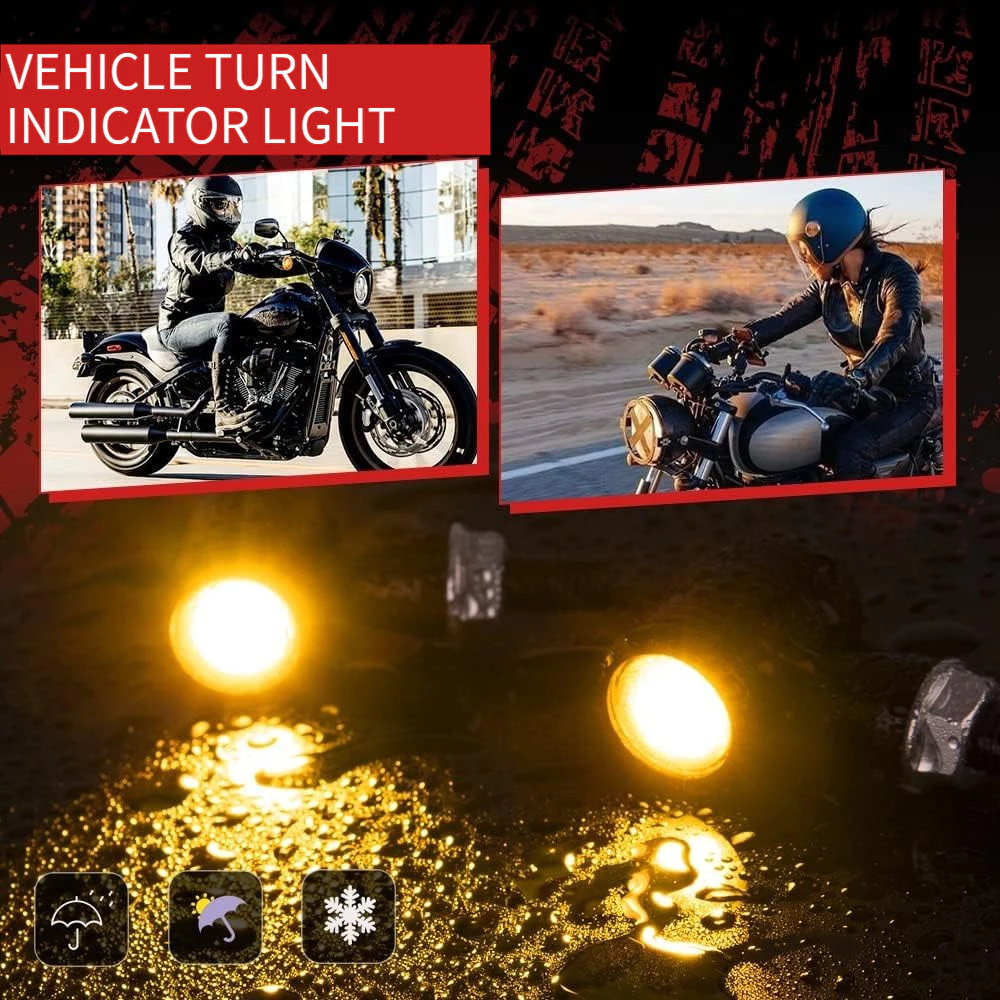 2pcs LED Turning Running Lights Mini Universal Motorcycle Super Bright ...