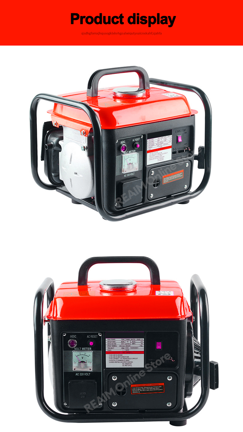 REAIM Gasoline Generator Portable 2 Stroke 220V Household Home Outdoor ...