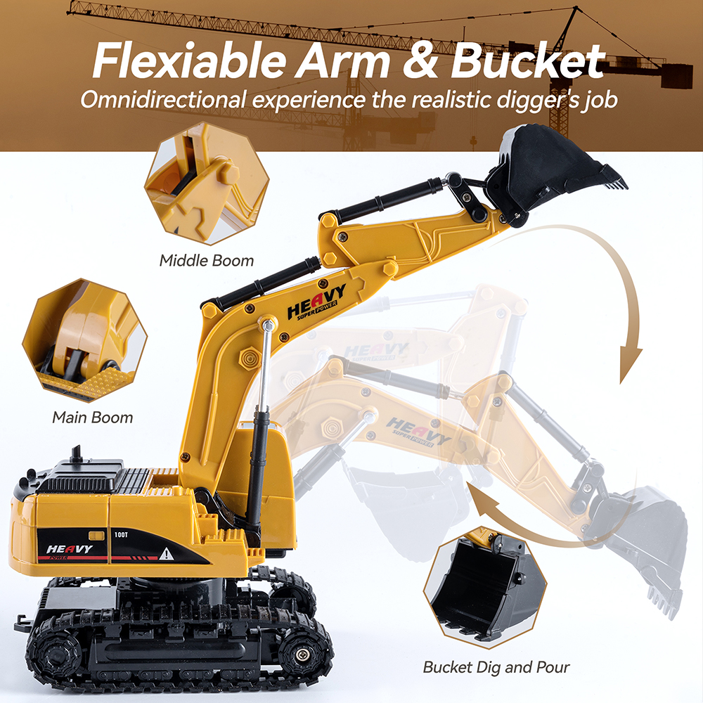 1:24 Alloy Remote Control Excavator Rechargeable Engineering Car Dump ...