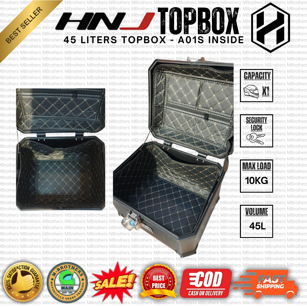 Topbox Only HNJ A01s Single Lock - 45 Liters Motorcycle Topbox with ...