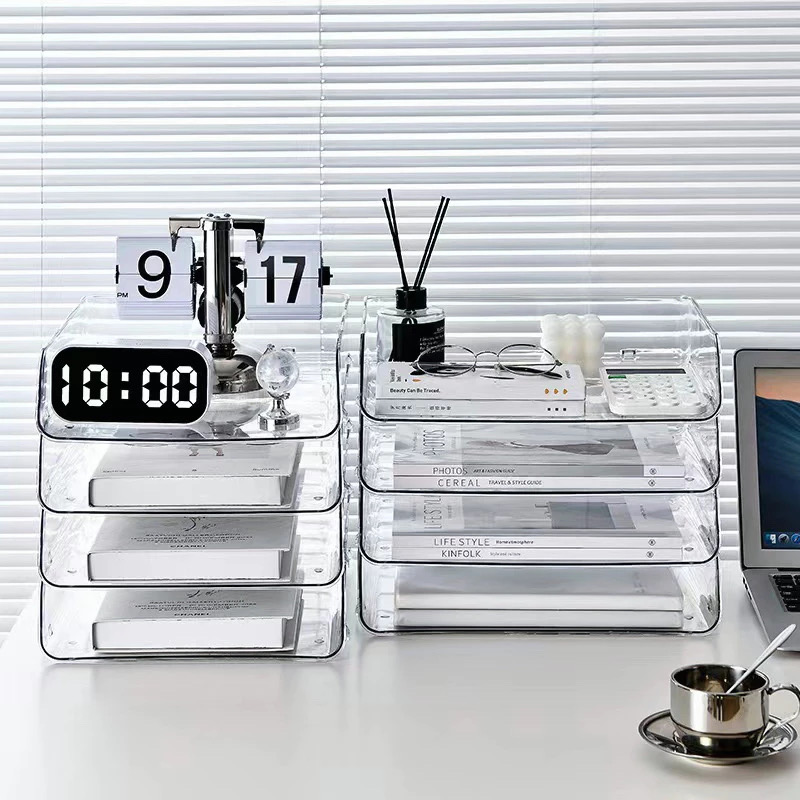 Transparent corrugated desktop file square bookshelf book management ...