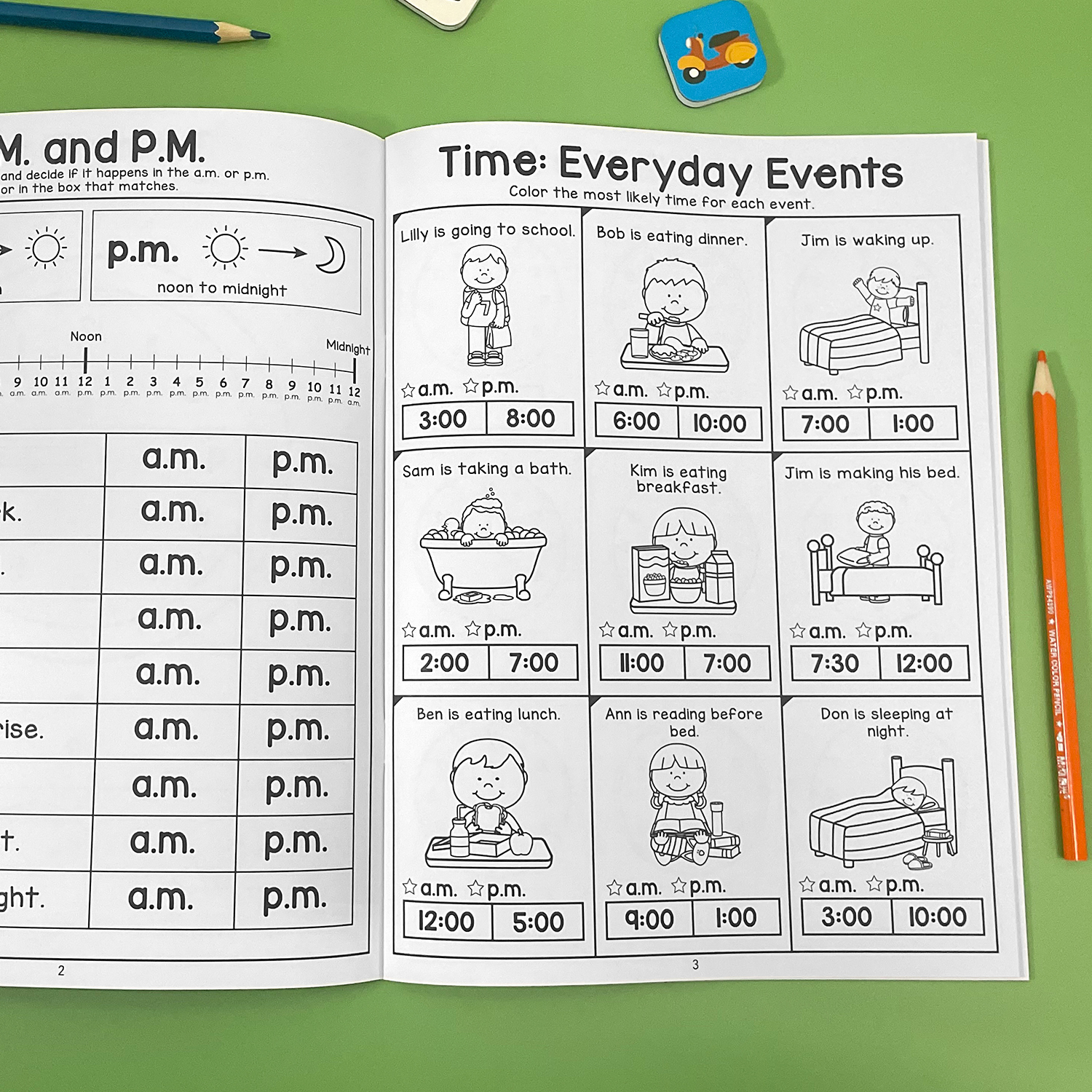 Telling Time Maths Workbook Write & Draw Minute and Hour Hands ...