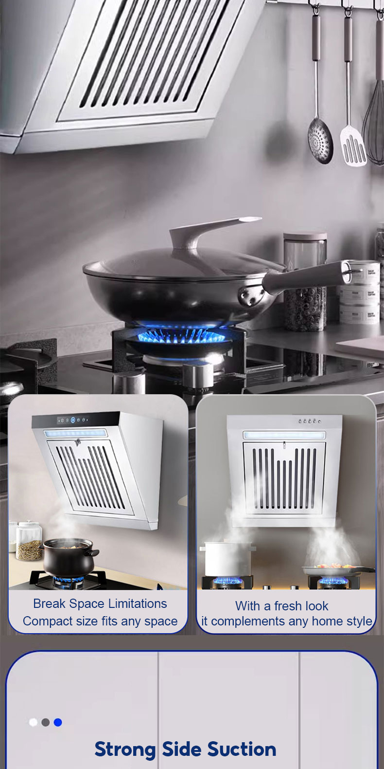 TIXX 40CM Side Range Hood for Small Kitchen 304 Stainless Steel ...