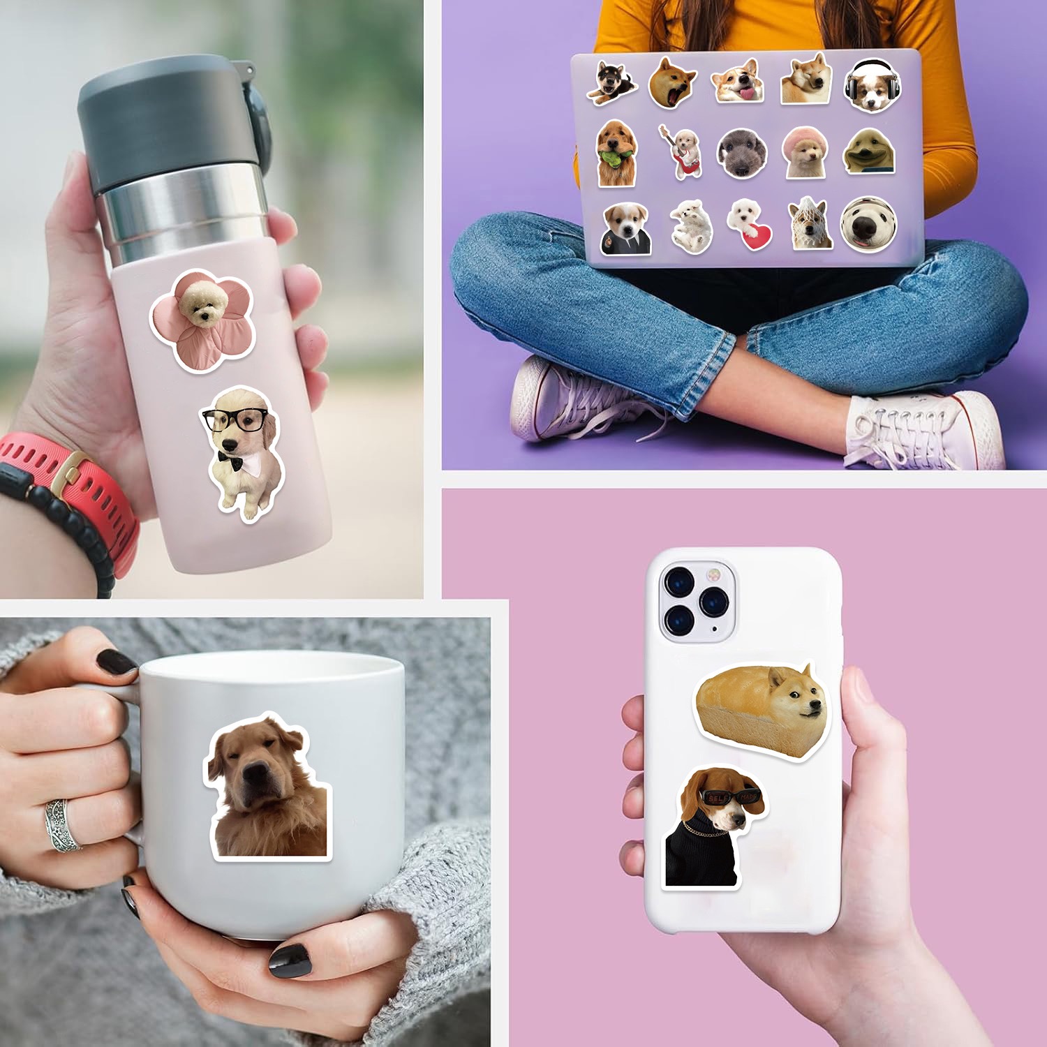50Pcs Funny cute Dogs Emoji Stickers DIY Fashion Waterproof Doodle ...