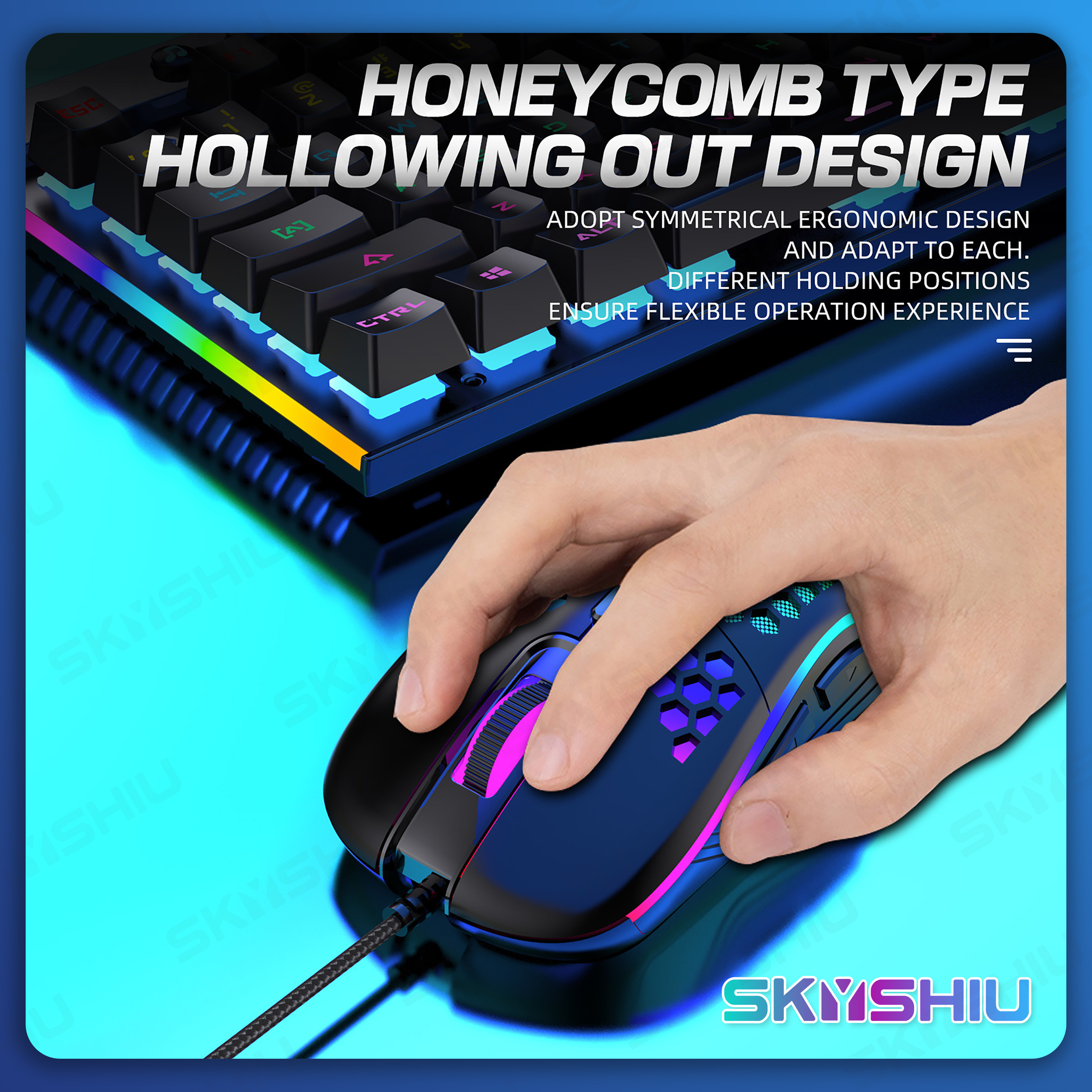 SKYSHIU M1 RGB Hollow Mouse Wired Gaming Mouse Lightweight Compatible ...