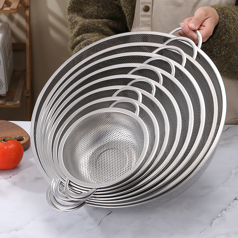 Stainless Steel Strainer Small Hole Mesh with Handle for Rice Vegetable ...