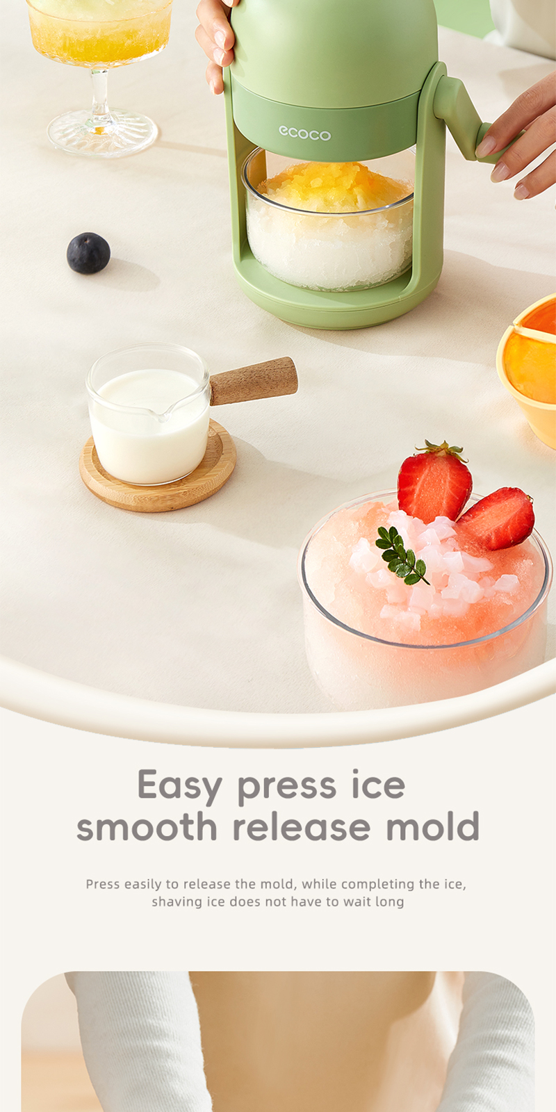 Ecoco Ice Shaver Hand-cranked Portable Mini Ice Crusher with Ice Mold ...
