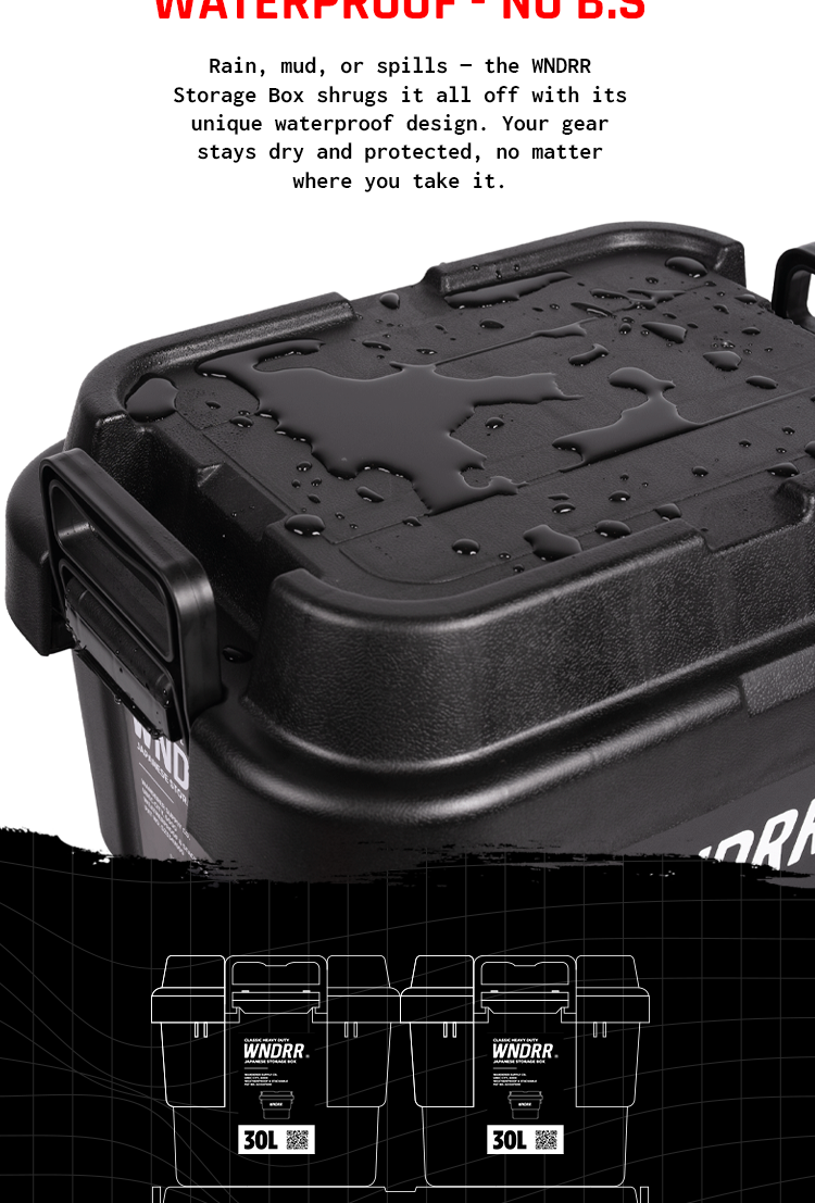 WNDRR Heavy Duty Storage Box – Stackable, Lockable, Outdoor-Ready ...