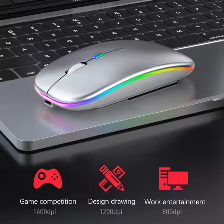 RGB backlit wireless Bluetooth mouse, rechargeable, suitable for mobile ...