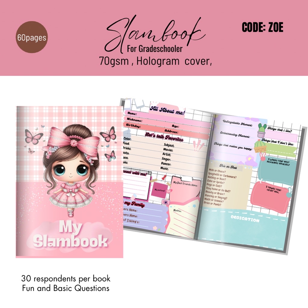 Slambook for Gradeschool with basic Questions (Stapled) | Shopee ...