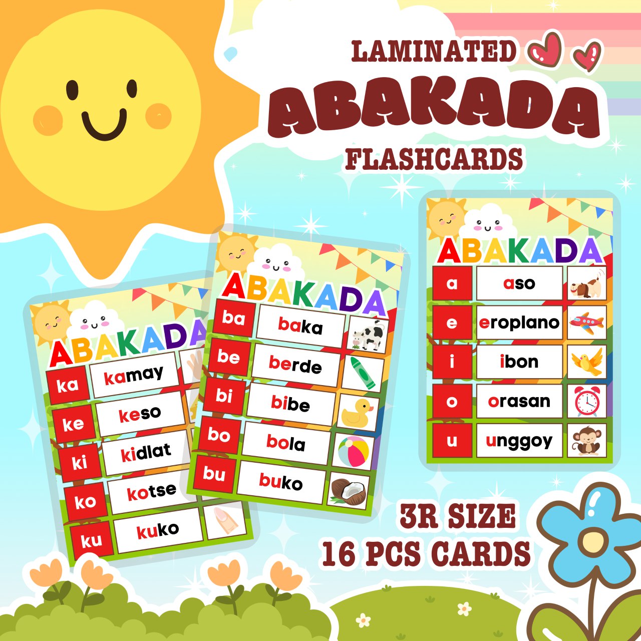 LAMINATED 3R SIZE ABAKADA FLASHCARDS | Shopee Philippines