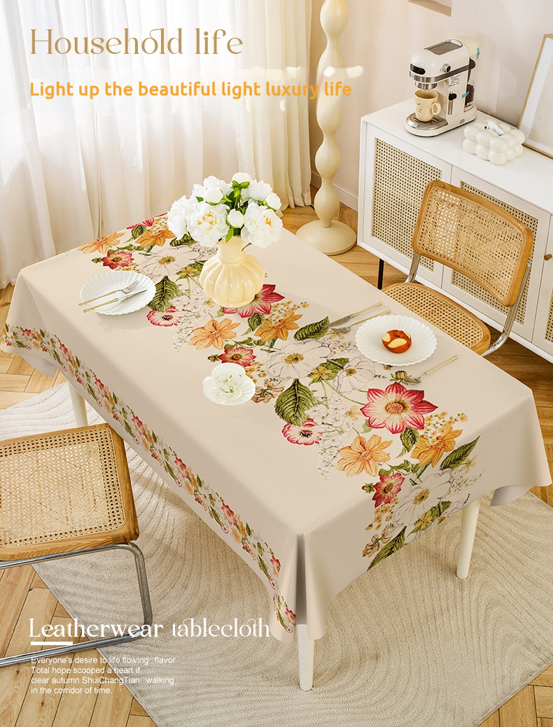 New Table Cloth PVC WaterProof Oil-Proof Dining Table Cloth Durable ...