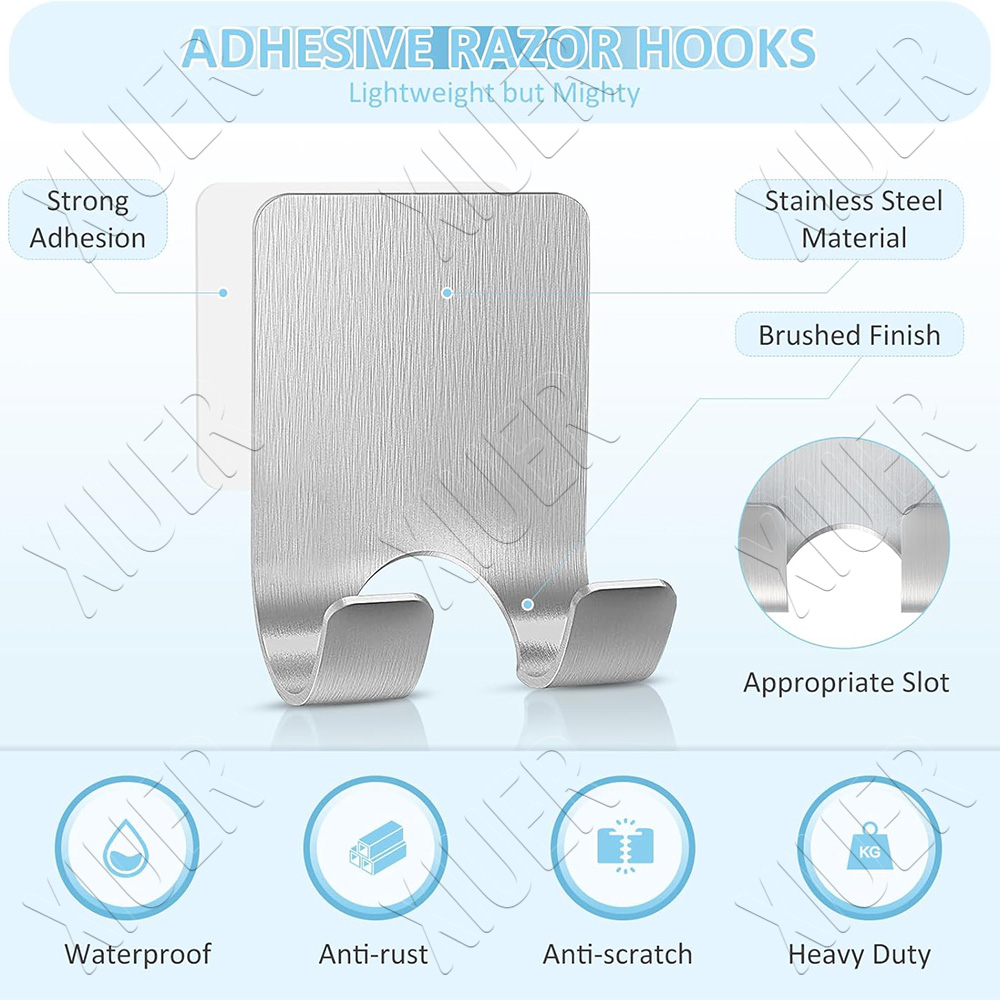 Razor Holder Shaver Hook Hanger Stand Self Adhesive Stainless Steel ...