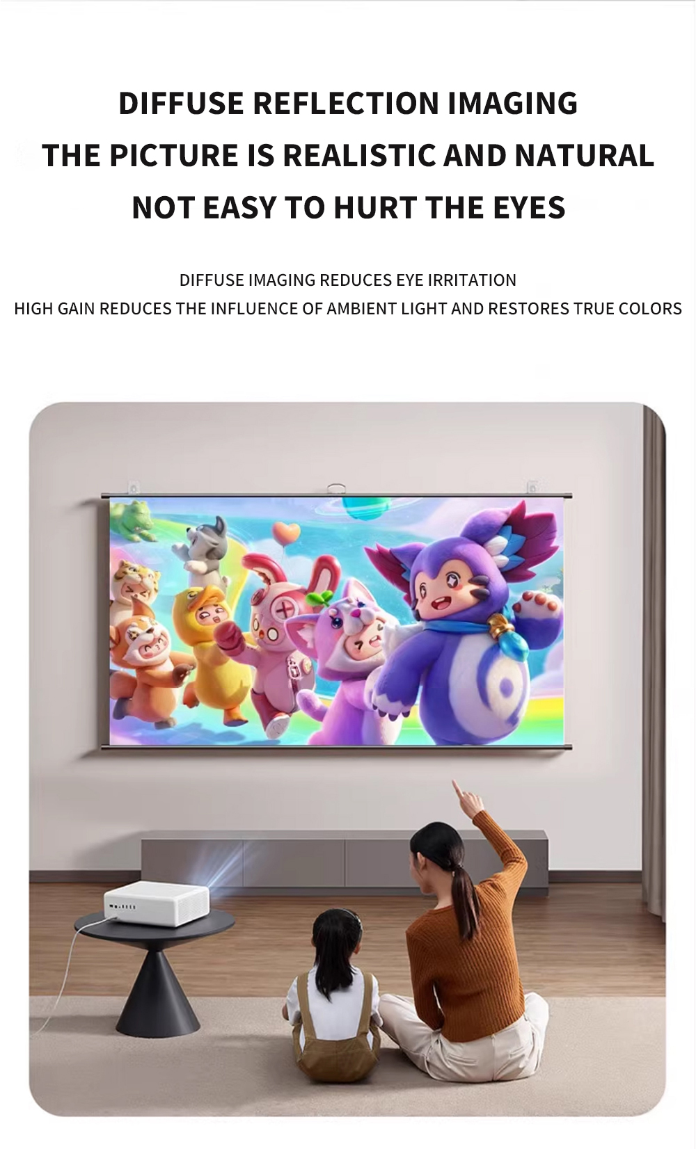 Patent Anti-light projector screen pull down roll up white screen for ...