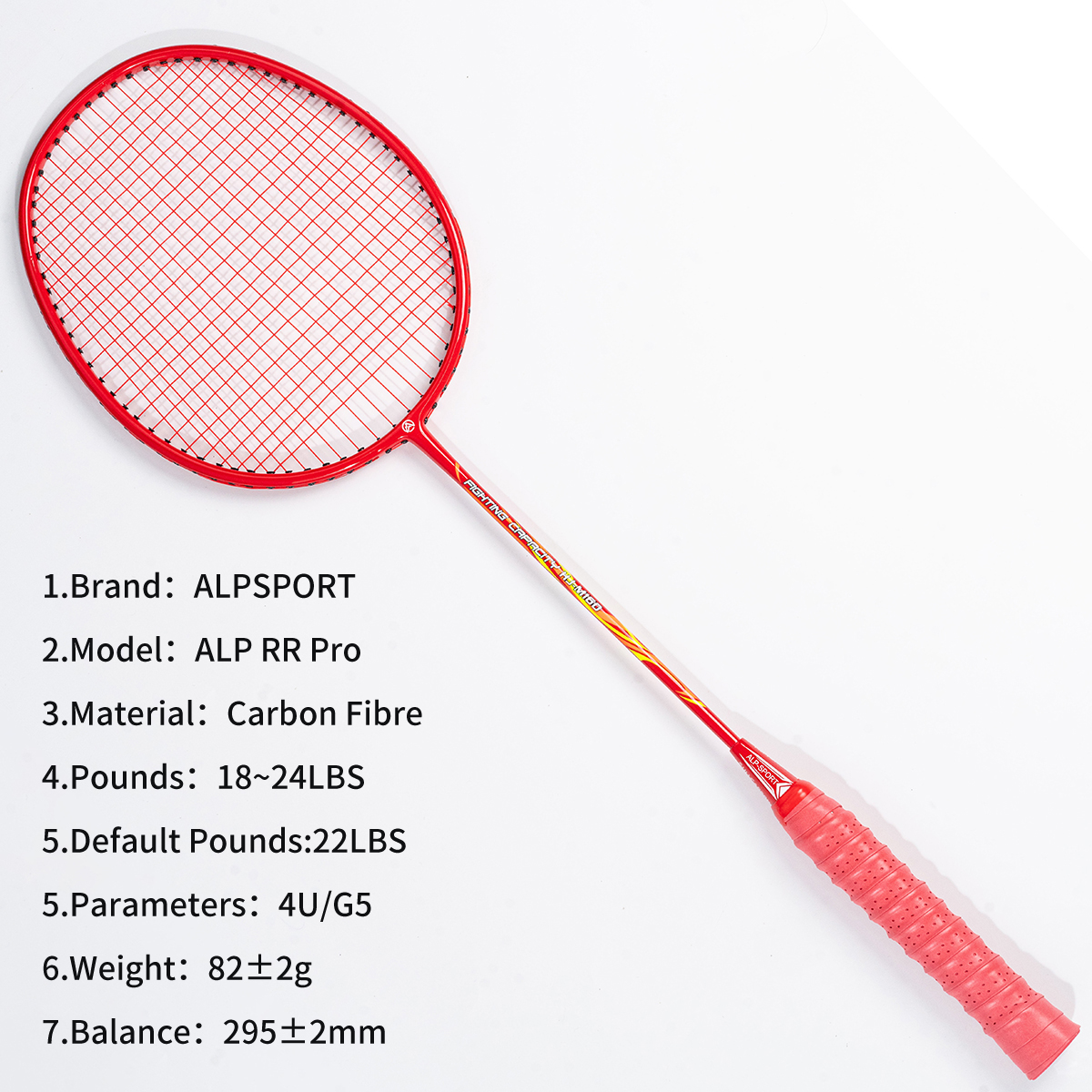 ALPSPORT RR Pro 2Pcs 4U 22LBS Badminton Racket Red Ori Carbon Raket for ...