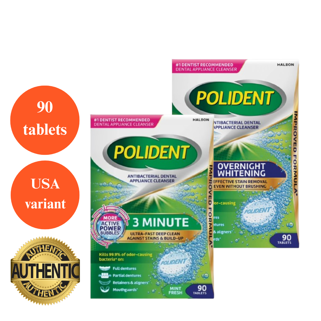 POLIDENT DENTURE CLEANER CLEANSER 90 TABLETS PER BOX USA VARIANT ...