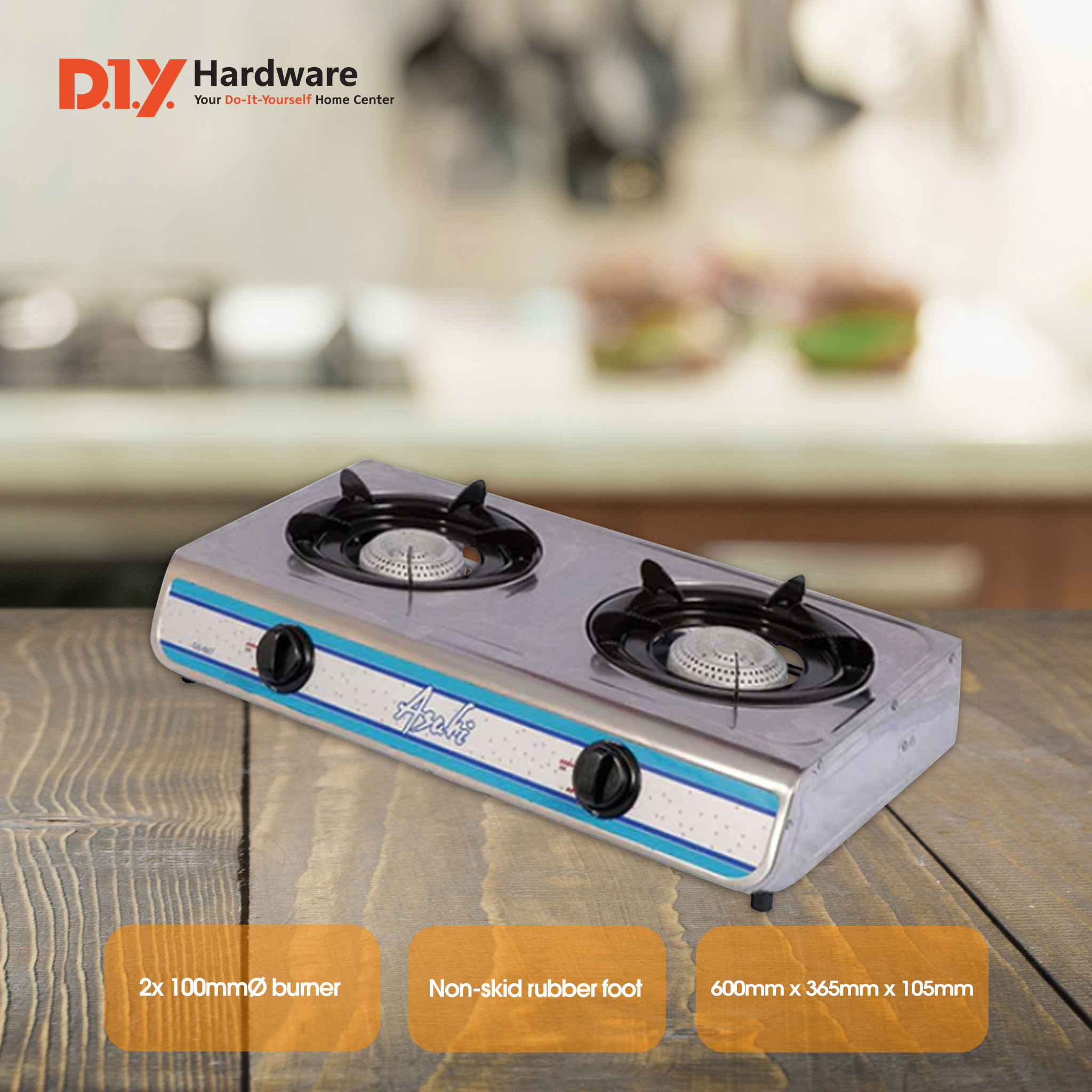 Asahi Double Burner Gas Stove Gs-667 Diy Hardware
