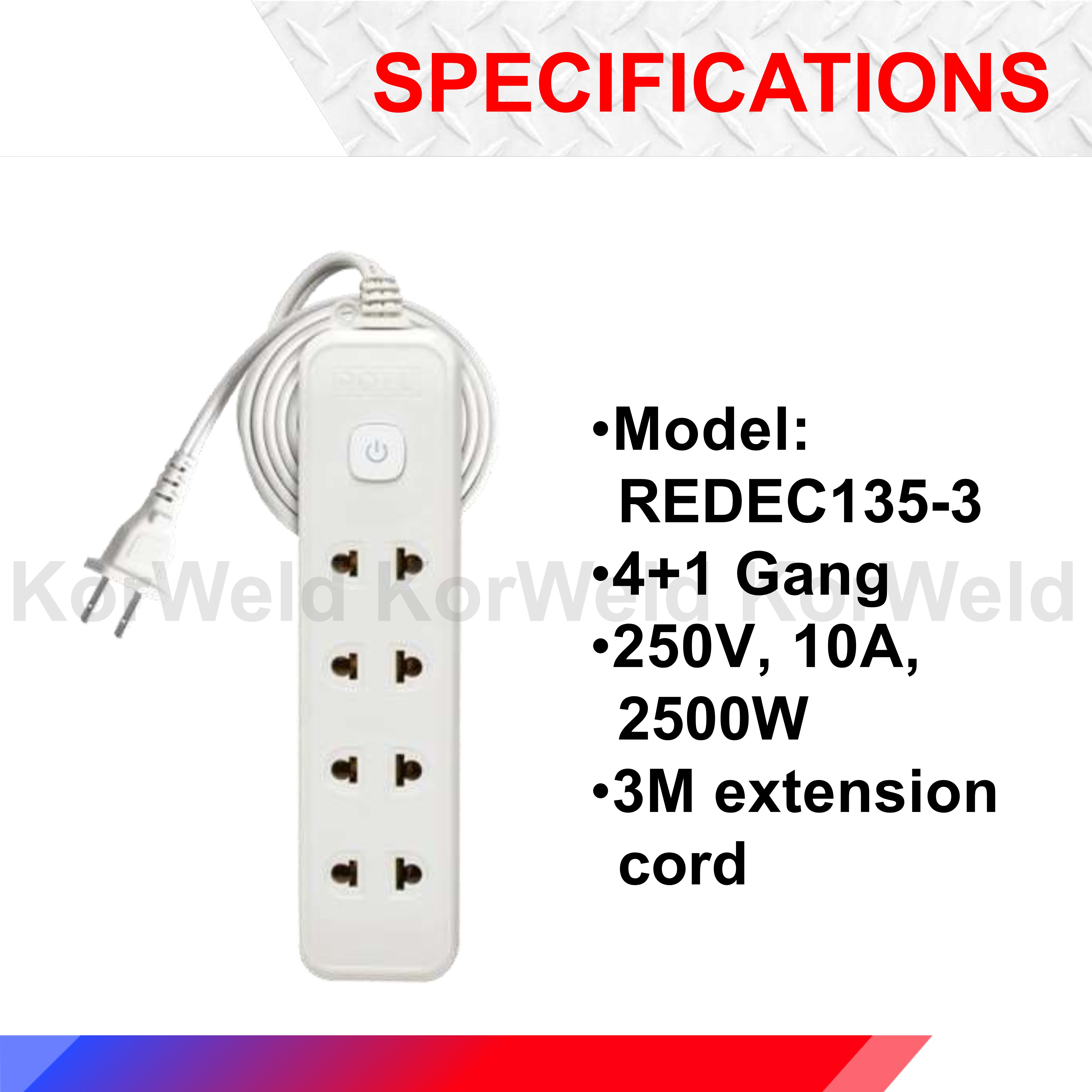 ROYU 4+1 Gang 3M Extension with Switch (White) | Shopee Philippines