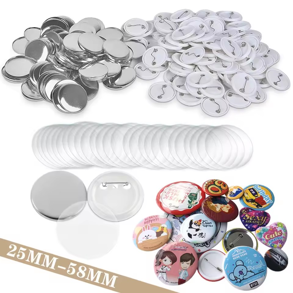 100Pcs 37/58mmplasticback DIY Badge Button Pins Blank Raw Material pins ...