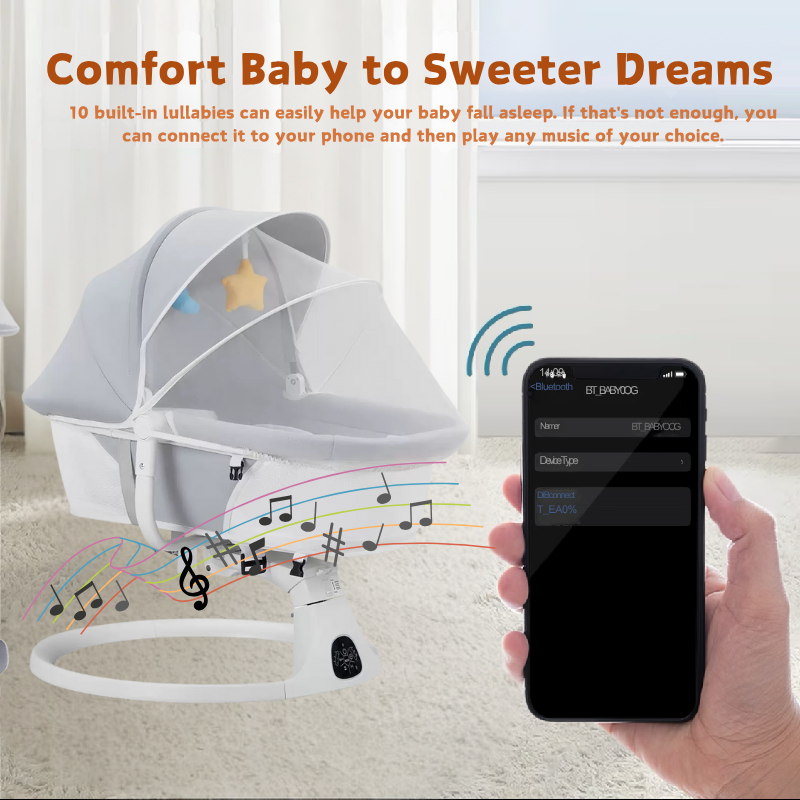 Electric Baby Swing Rocker with Mosquito Net & Bluetooth Music ...