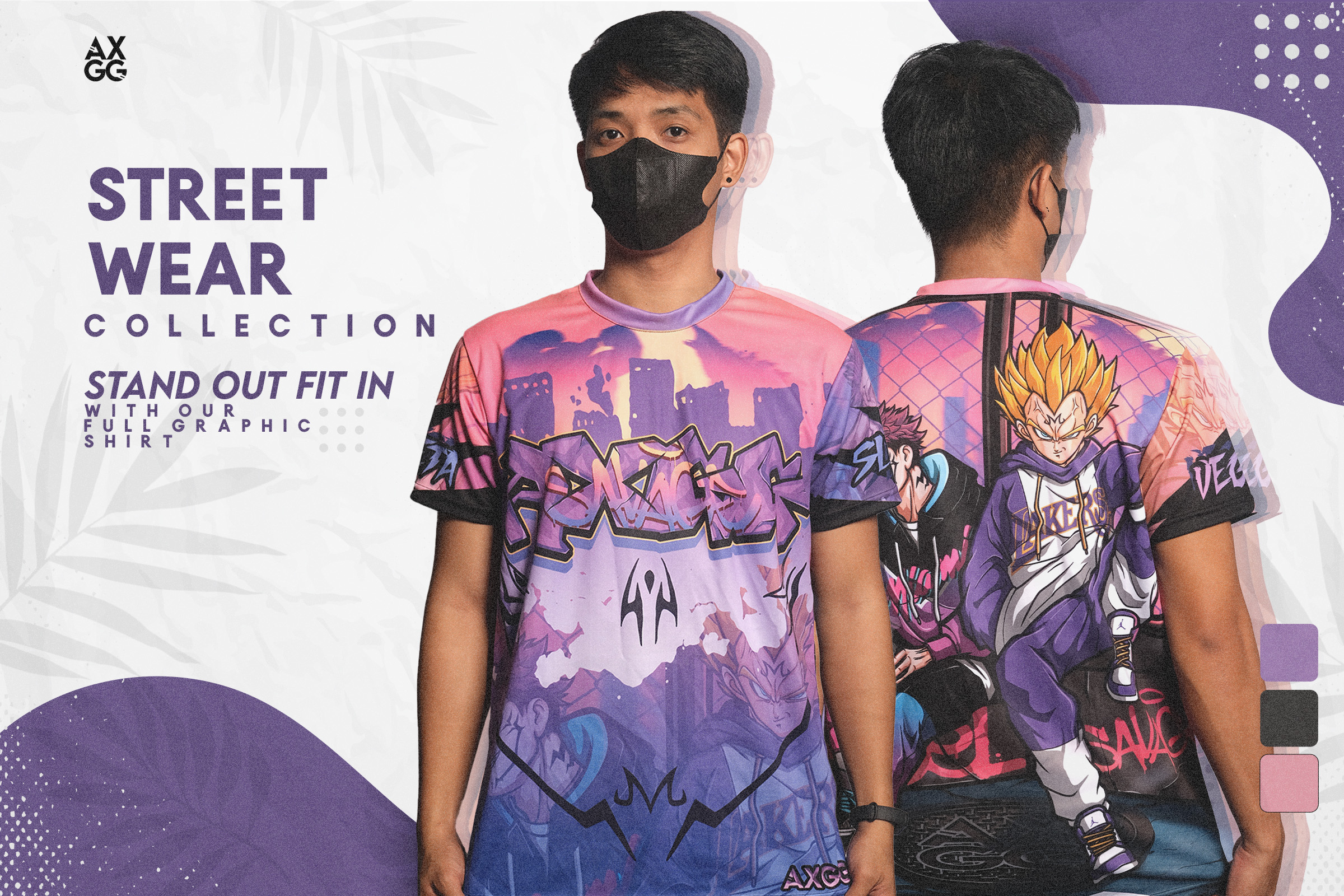 AXGG Anime Street wear Shirt Sukuna x Vegeta / Killua x Vincent / Ace x ...