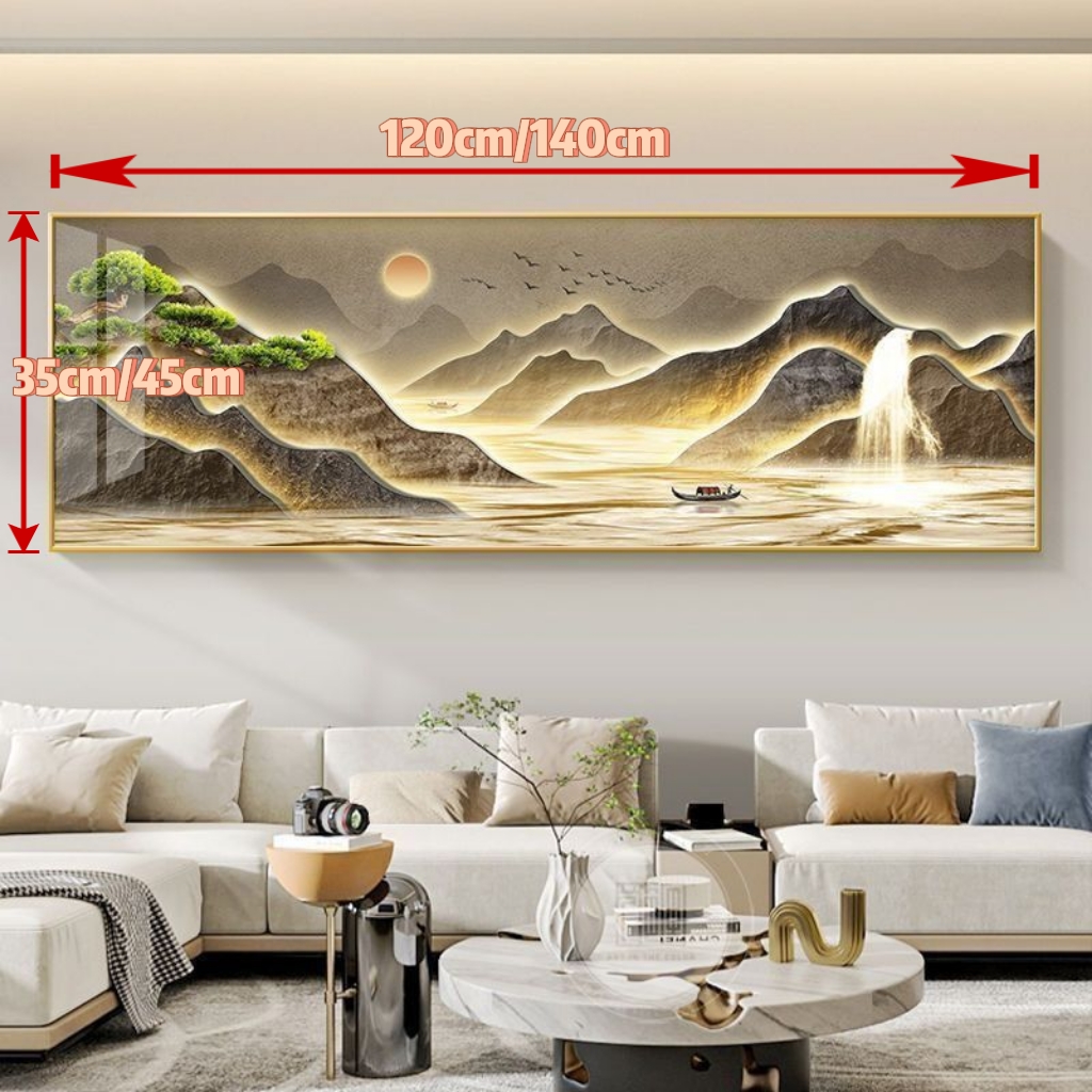 Horizontal Wall Decorayion Living room Mural Painting Aluminum Frame ...