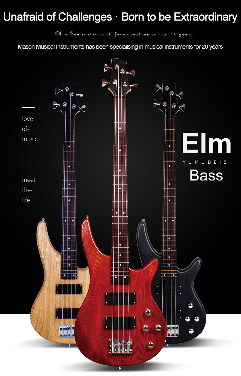 Bass Guitar Full Size 4 String Exquisite Stylish Bass with Power Line ...