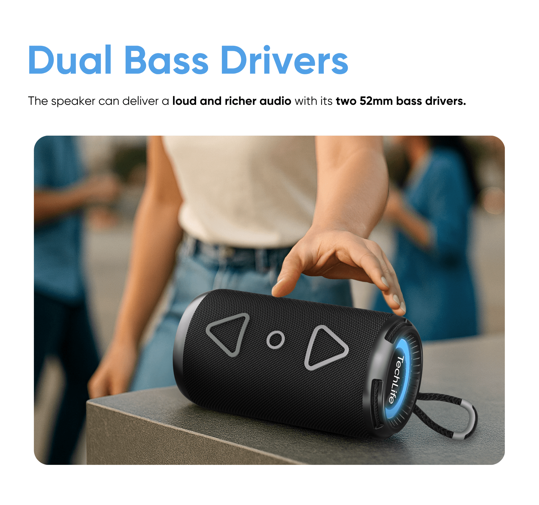 TechLife Bluetooth Speaker Plus l IPX4 Water Resistance l Dual Bass ...