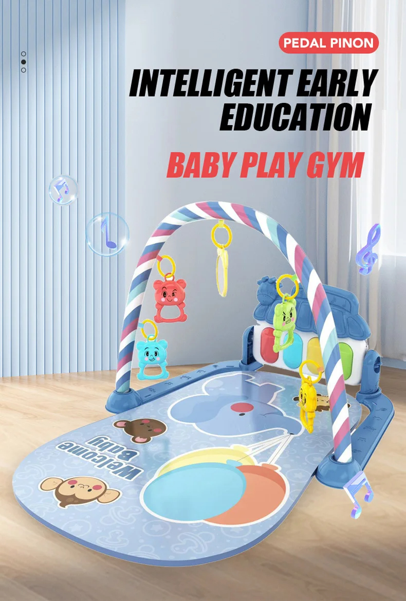 Baby Music Rack Play Mat Gym Crawling Game Pad Kids Early Education Gym ...