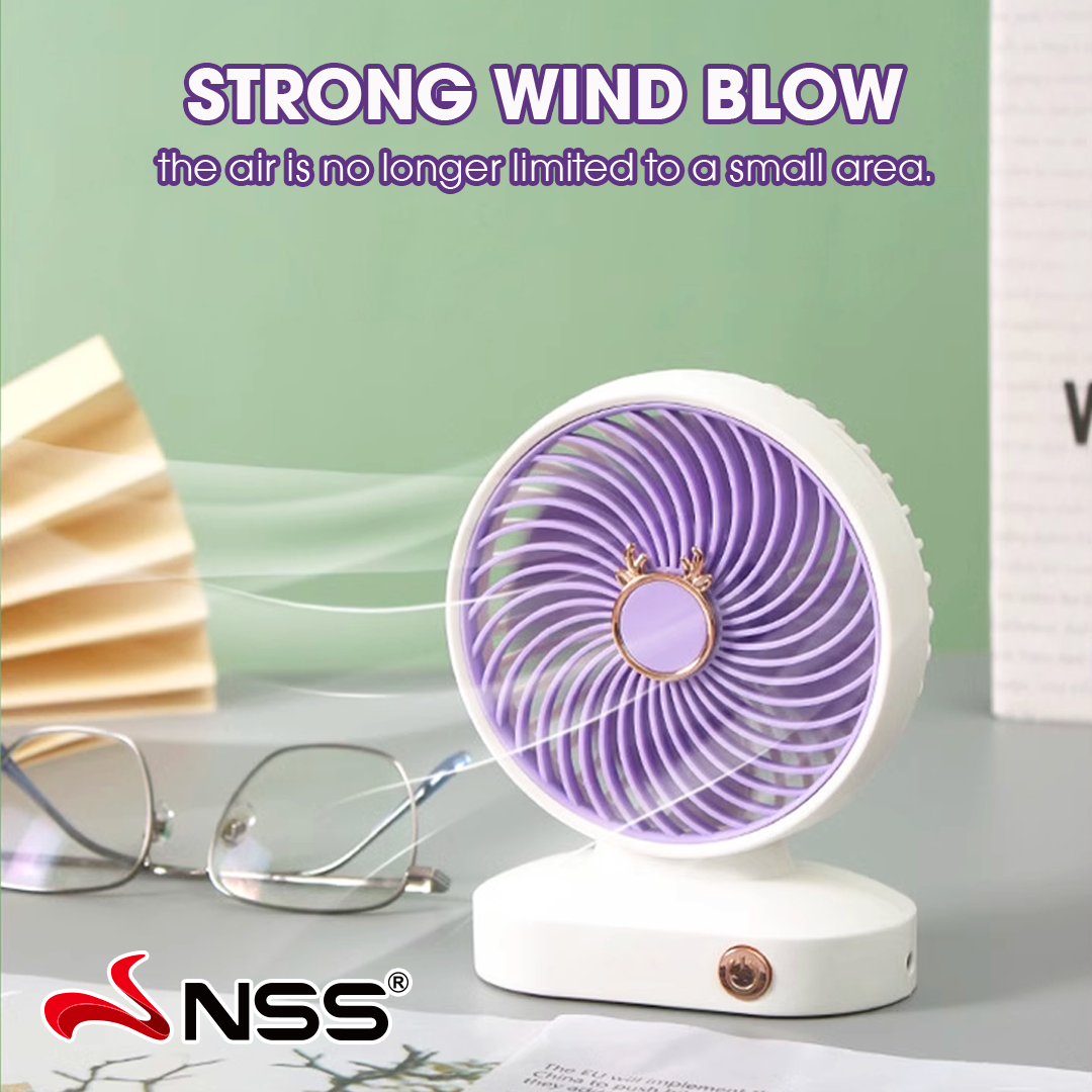 NSS Desktop Fan USB Charging Quiet Cooling Effect Fan Strong Wind Mini ...