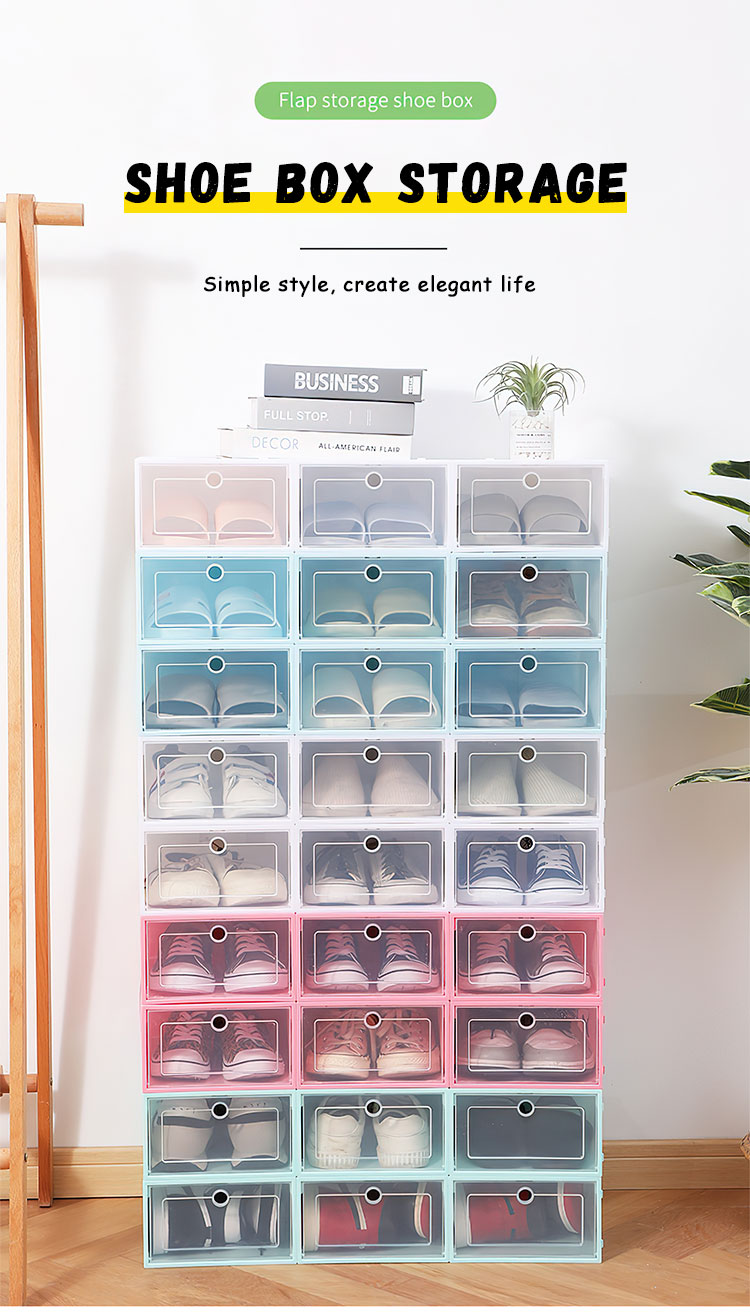 Big size Color Shoe box plastic Foldable shoe rack organizer storage ...
