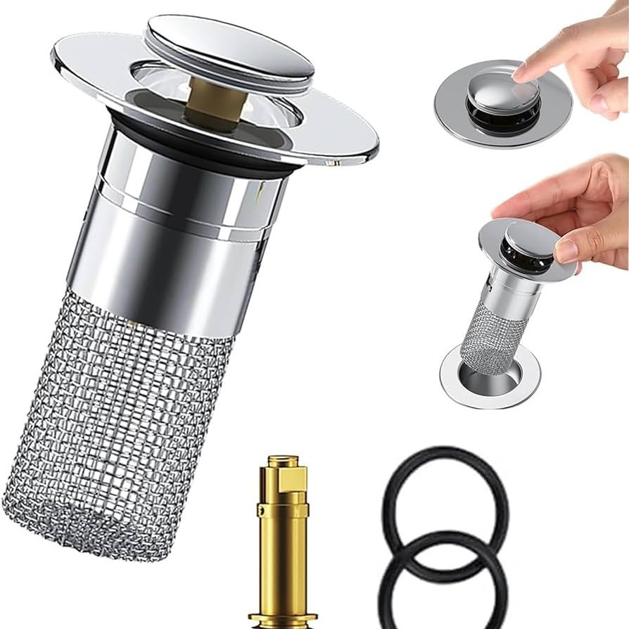 304 stainless steel push-type basin drain plug core drainage sink ...