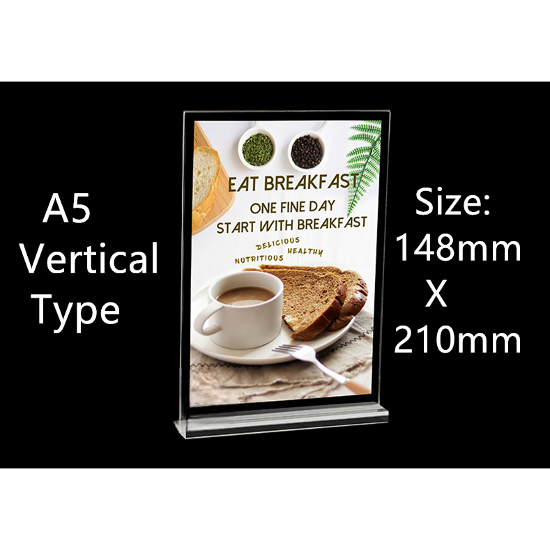 A4 A5 A6 Acrylic Menu Display Stand Double Side Clear Desk Display T ...