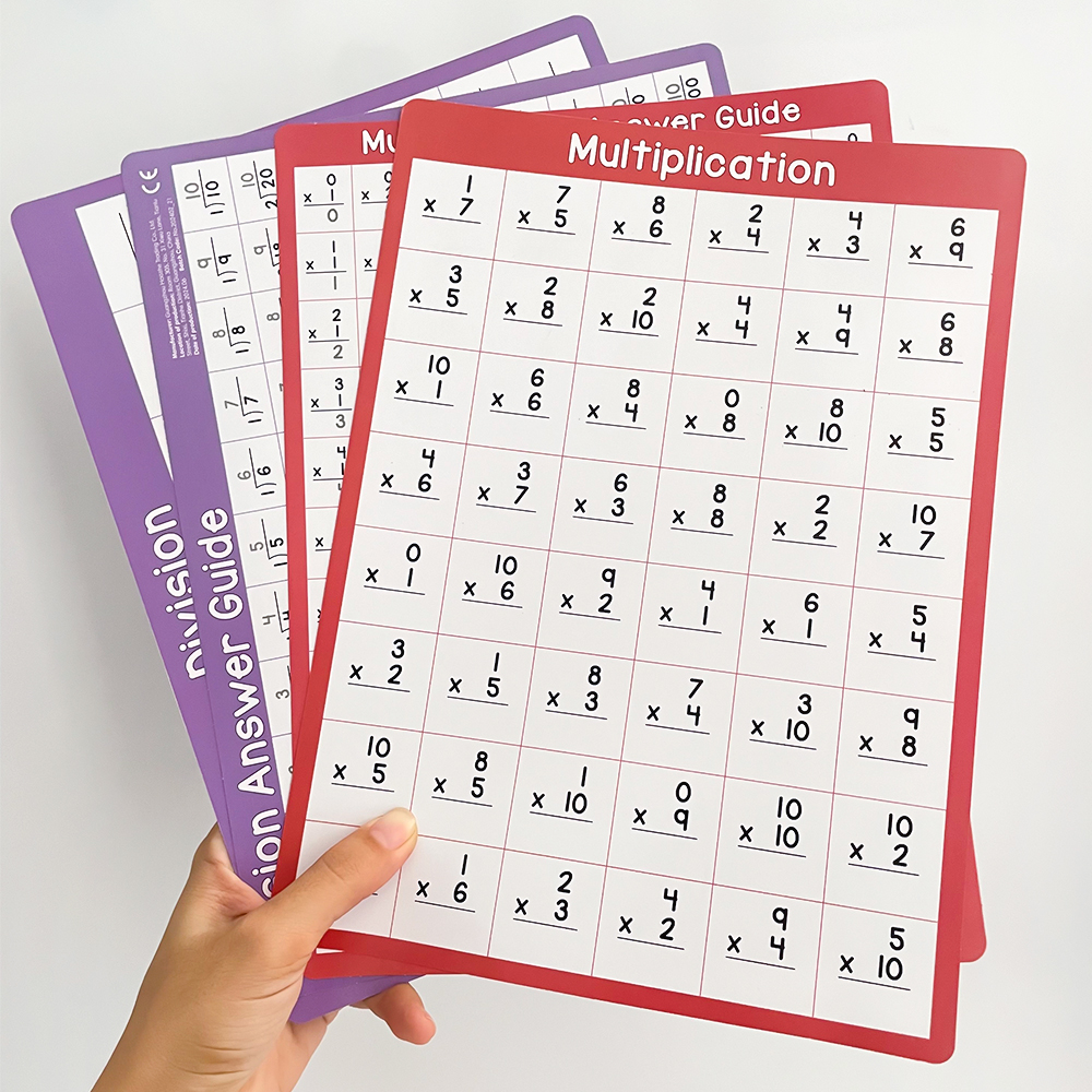 4Pcs Multiplication Division 0-10 Math Learning Chart for Kids ...