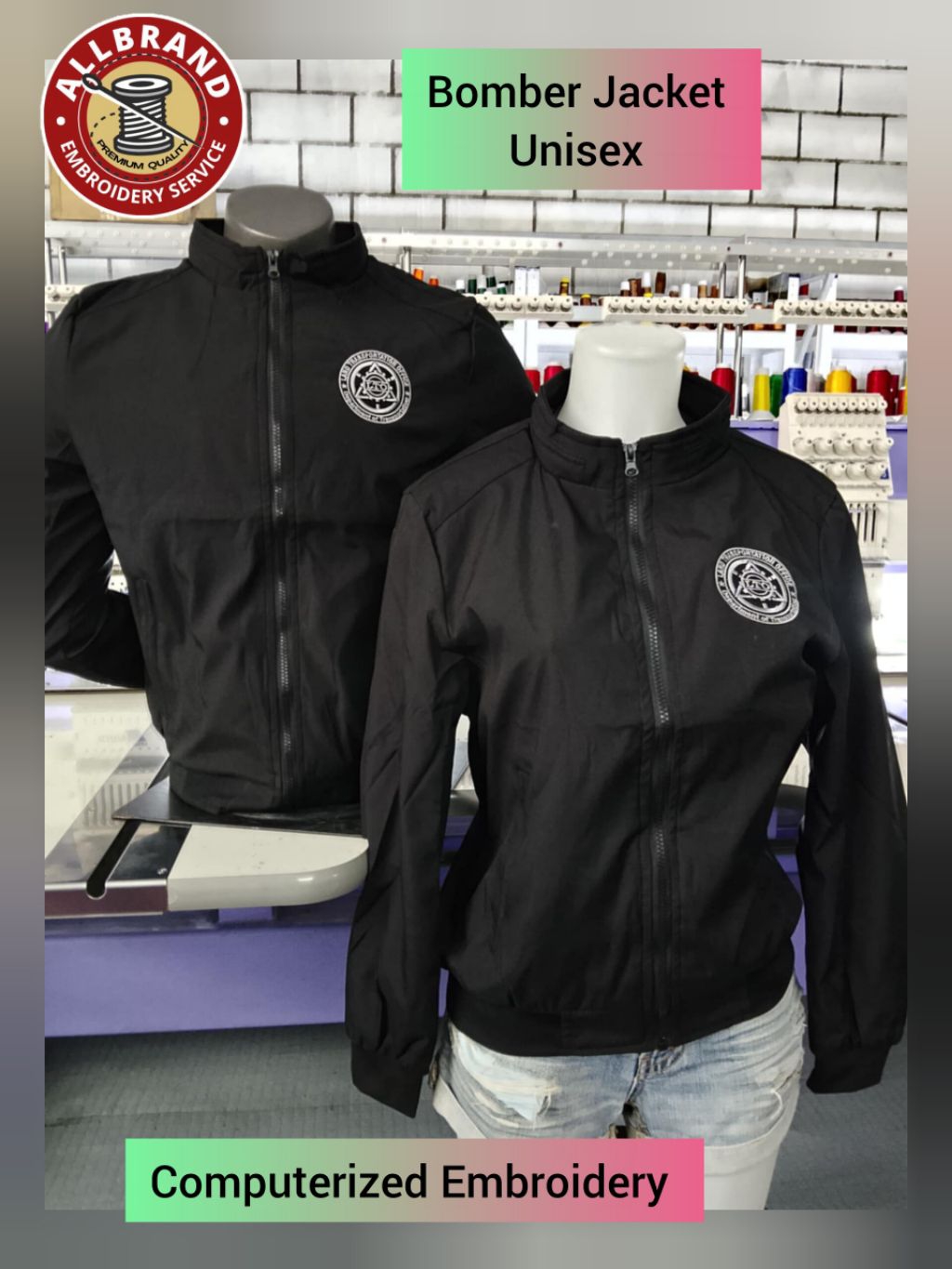 Bomber Jacket with LT0 logo Computerized Embroidery Add 2 size maliit ...