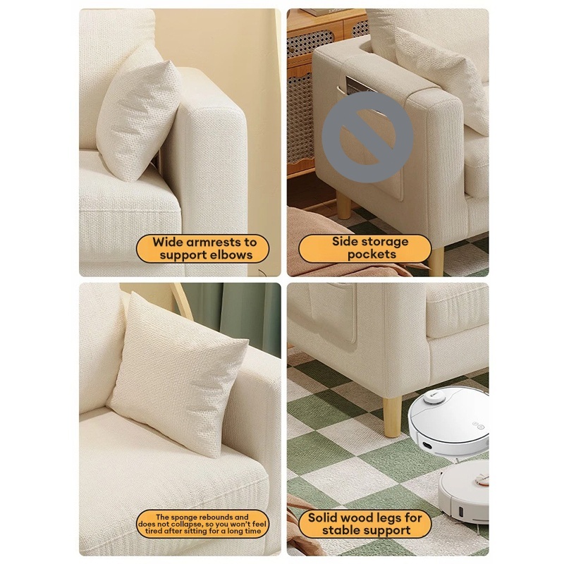 CONOCO Nordic Style Solid Wood Fabric Sofa Simple modern fabric sofa ...