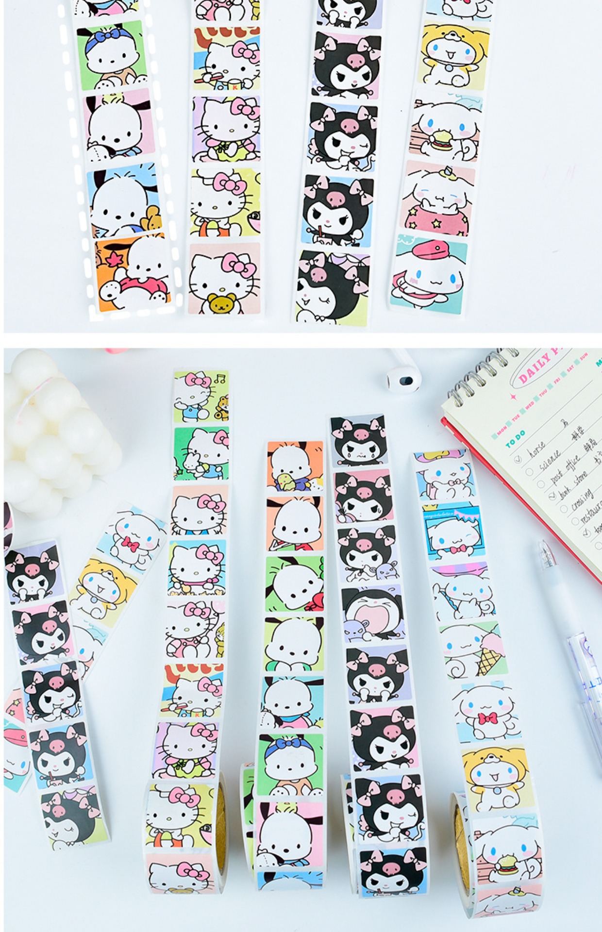 500PCS Sanrio Kuromi Curly Sticker Sealing Sticker Cartoon Personalized ...