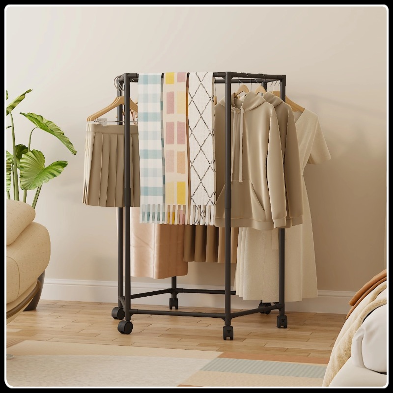 360° Rotating Clothes Rack Mobile Drying Rack Household Large Capacity ...