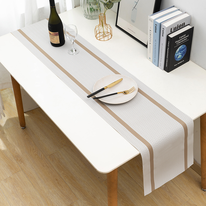 PVC Table Runner Minimalistic Gold Thread Dinning Table Runner Elegant ...