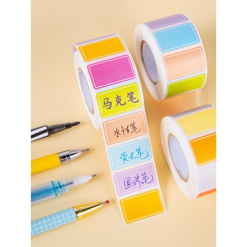 1Roll Self Adhesive Label Stickers Blank Colorful Name Stickers ...