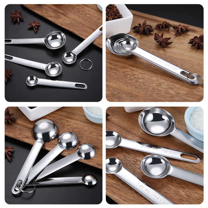 6Pcs stainless steel 304 measuring spoon set kitchen condiment coffee ...