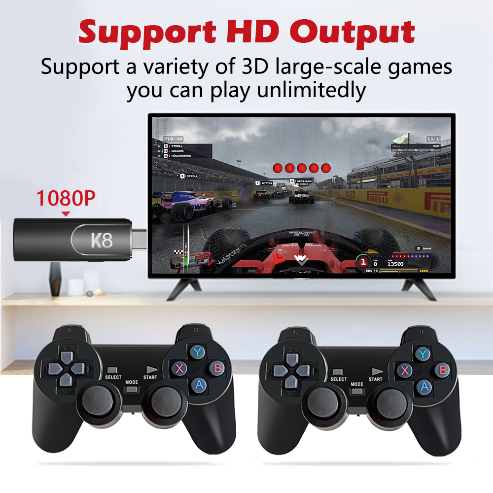 K8 4K HD Game Stick 64G 40000+ Classic 3D Games With 2 Gamepad ...