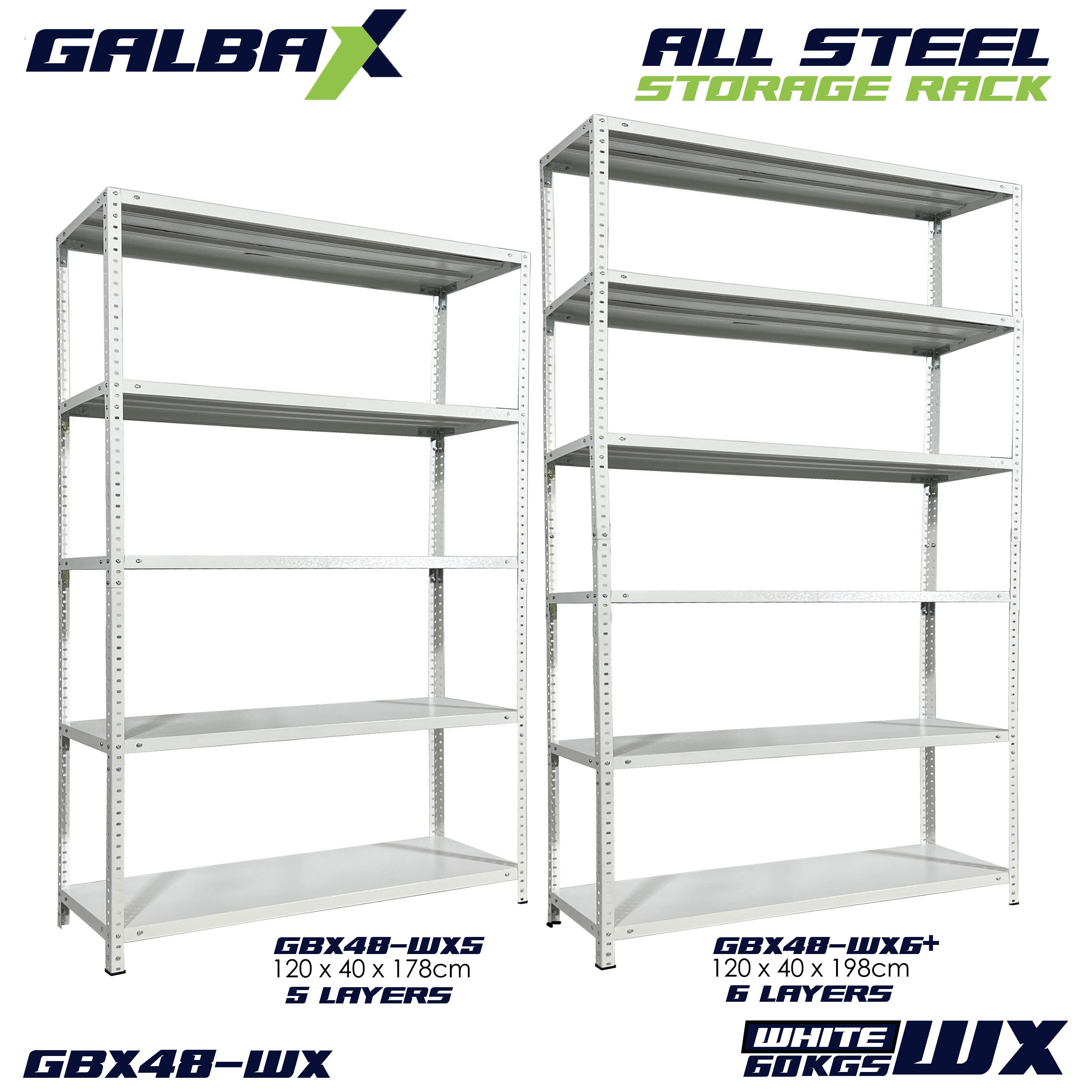 GBX All-Metal BIG SIZE Storage Rack Adjustable 5 Layer Steel Shelf ...